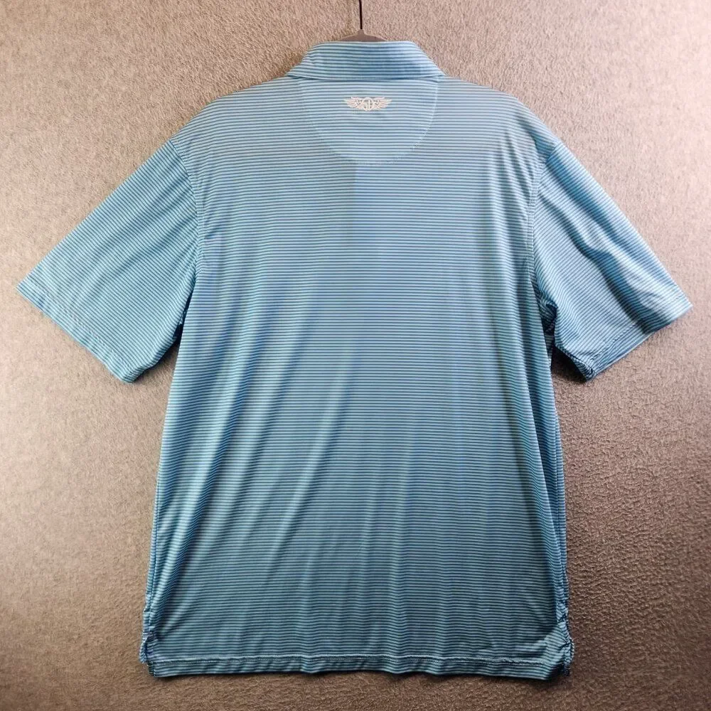 Straight Down Shirt Mens L Blue Striped Golf Performance Polo Ultralightweight - Picture 6 of 12